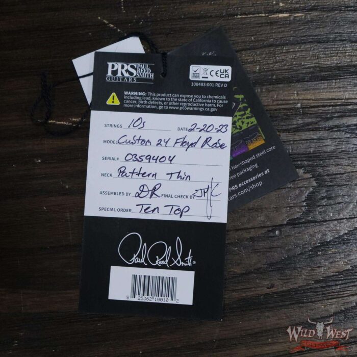 Paul Reed Smith PRS Wood Library 10 Top Custom 24 Floyd Rose Ebony Fingerboard Roasted Flame Maple Neck Violet Blue Burst - Image 12