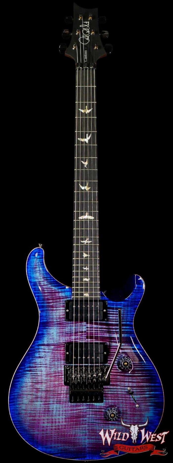 Paul Reed Smith PRS Wood Library 10 Top Custom 24 Floyd Rose Ebony Fingerboard Roasted Flame Maple Neck Violet Blue Burst - Image 1