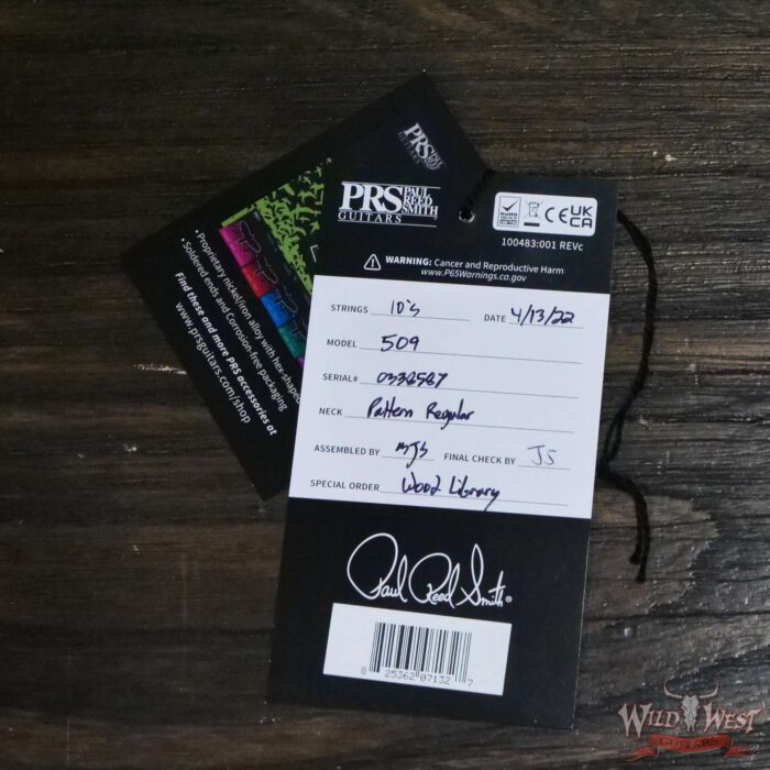 Paul Reed Smith PRS Wood Library 10 Top Swamp Ash 509 Flame Maple Neck Brazilian Rosewood Charcoal Cherry Burst - Image 12