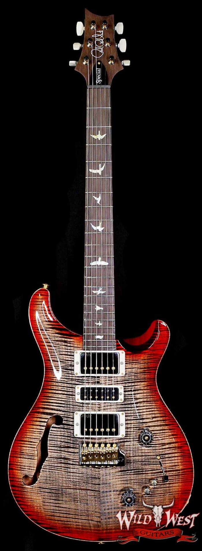 Paul Reed Smith PRS Wood Library 10 Top Special 22 Semi-Hollow Flame Maple Neck Brazilian Rosewood Fingerboard Chaocoal Cherry Burst 6.95 LBS (US Only / No International Shipping) - Image 1