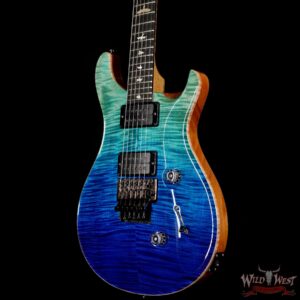 Paul Reed Smith PRS Wood Library 10 Top Custom 24 Floyd Rose Roasted Flame Maple Neck Blue Fade - Image 2