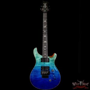 Paul Reed Smith PRS Wood Library 10 Top Custom 24 Floyd Rose Roasted Flame Maple Neck Blue Fade - Image 3