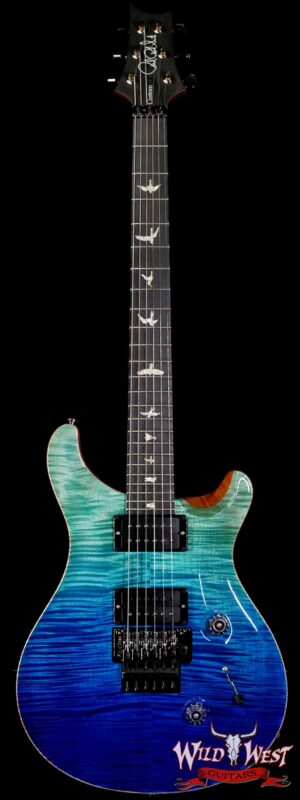 Paul Reed Smith PRS Wood Library 10 Top Custom 24 Floyd Rose Roasted Flame Maple Neck Blue Fade