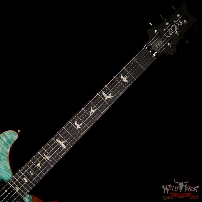Paul Reed Smith PRS Wood Library 10 Top Custom 24 Floyd Rose Roasted Flame Maple Neck Blue Fade - Image 4