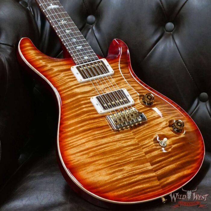 Paul Reed Smith Wood Library 10 Top Custom 24 Pattern Thin Flame Maple Neck Brazilian Rosewood Board Autumn Sky - Image 8