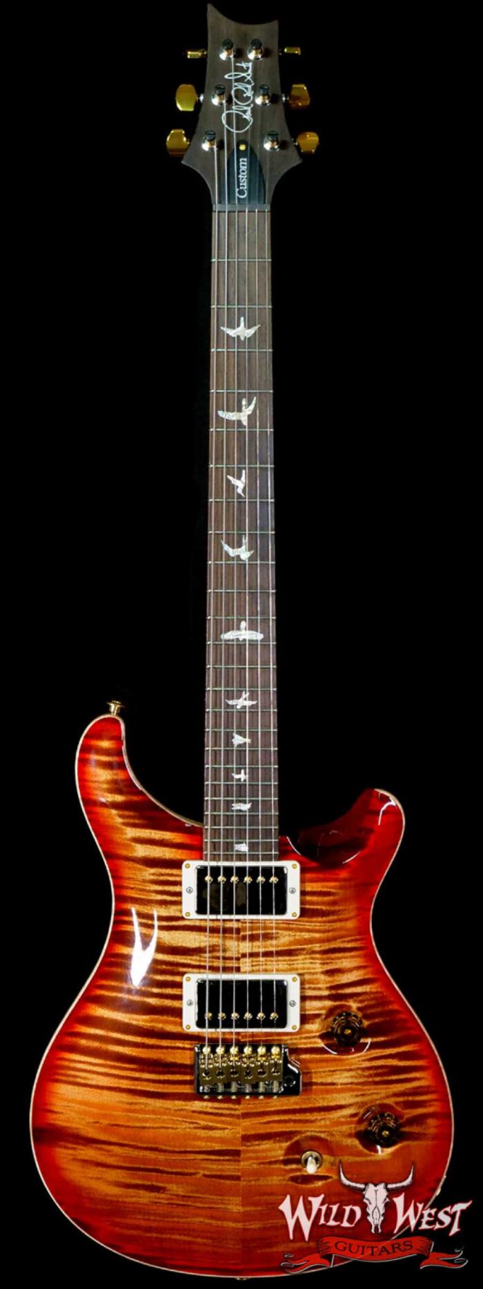 Paul Reed Smith Wood Library 10 Top Custom 24 Pattern Thin Flame Maple Neck Brazilian Rosewood Board Autumn Sky - Image 1