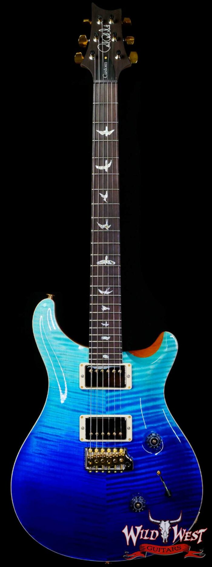 Paul Reed Smith PRS Wood Library 10 Top Custom 24 Flame Maple Neck Brazilian Rosewood Board Blue Fade - Image 1