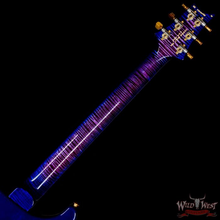 Paul Reed Smith PRS Wood Library 10 Top Custom 24 Flame Maple Neck Brazilian Rosewood Board Violet Blue Burst - Image 5