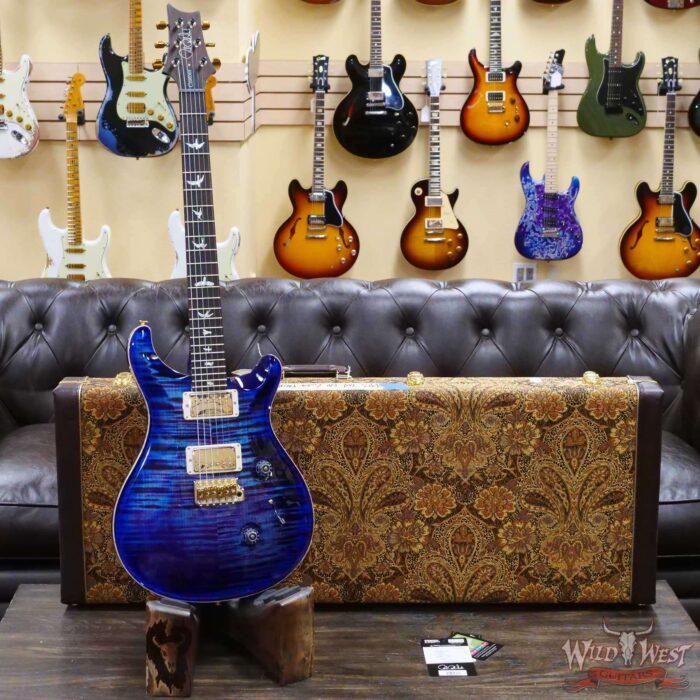 Paul Reed Smith PRS Wood Library 10 Top Custom 24 Flame Maple Neck Brazilian Rosewood Board Violet Blue Burst - Image 6