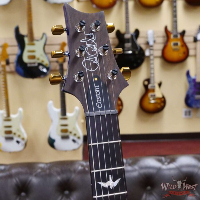 Paul Reed Smith PRS Wood Library 10 Top Custom 24 Flame Maple Neck Brazilian Rosewood Board Violet Blue Burst - Image 7
