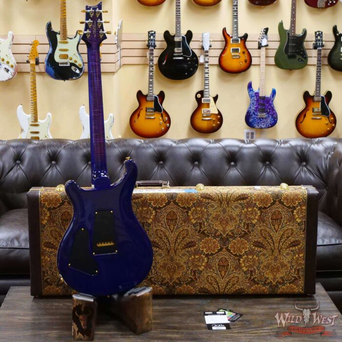 Paul Reed Smith PRS Wood Library 10 Top Custom 24 Flame Maple Neck Brazilian Rosewood Board Violet Blue Burst - Image 9