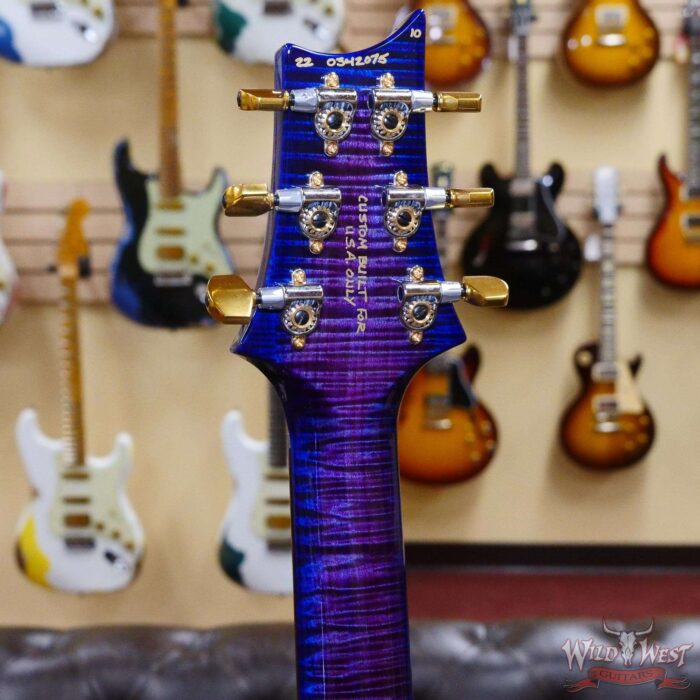 Paul Reed Smith PRS Wood Library 10 Top Custom 24 Flame Maple Neck Brazilian Rosewood Board Violet Blue Burst - Image 10