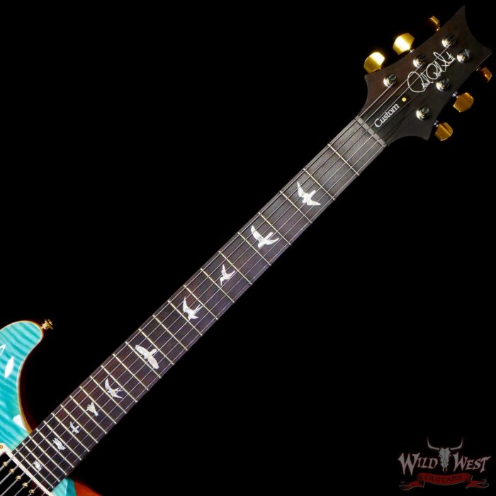 Paul Reed Smith PRS Wood Library 10 Top Custom 24 Flame Maple Neck Brazilian Rosewood Board Blue Fade - Image 4