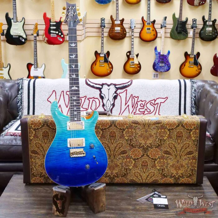 Paul Reed Smith PRS Wood Library 10 Top Custom 24 Flame Maple Neck Brazilian Rosewood Board Blue Fade - Image 6