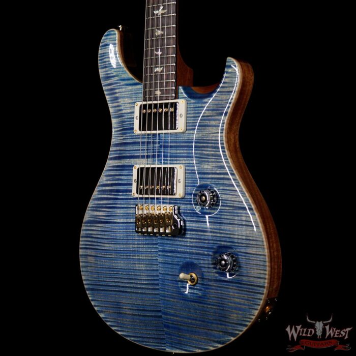 PRS Wood Library 10 Top Custom 24 Flame Maple Top Brazilian Rosewood Fingerboard Faded Blue Jean - Image 2