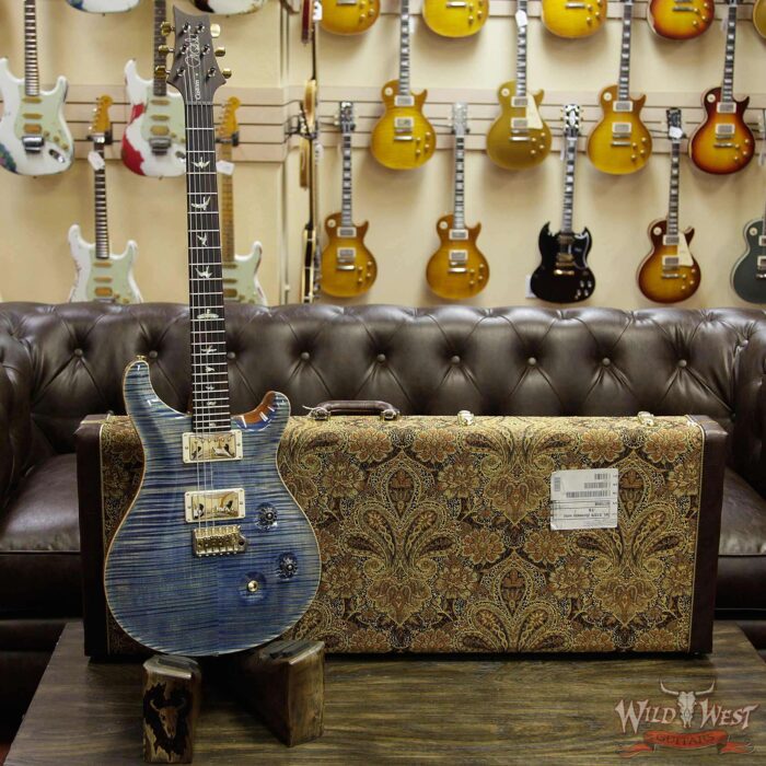 PRS Wood Library 10 Top Custom 24 Flame Maple Top Brazilian Rosewood Fingerboard Faded Blue Jean - Image 11