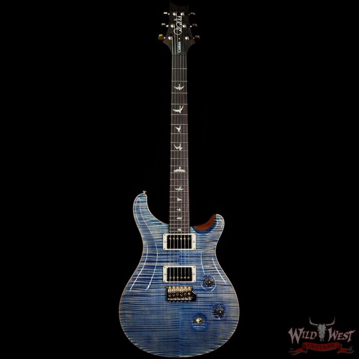 PRS Wood Library 10 Top Custom 24 Flame Maple Top Brazilian Rosewood Fingerboard Faded Blue Jean - Image 4