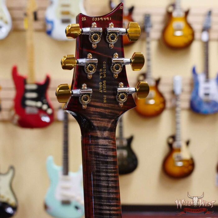 PRS Wood Library 10 Top Custom 24 Stained Flame Maple Neck Brazilian Rosewood Charcoal Cherry Burst - Image 9