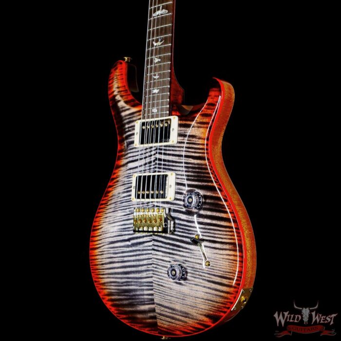 Paul Reed Smith PRS Wood Library 10 Top Custom 24 Flame Maple Neck Brazilian Rosewood Board Charcoal Cherry Burst - Image 2