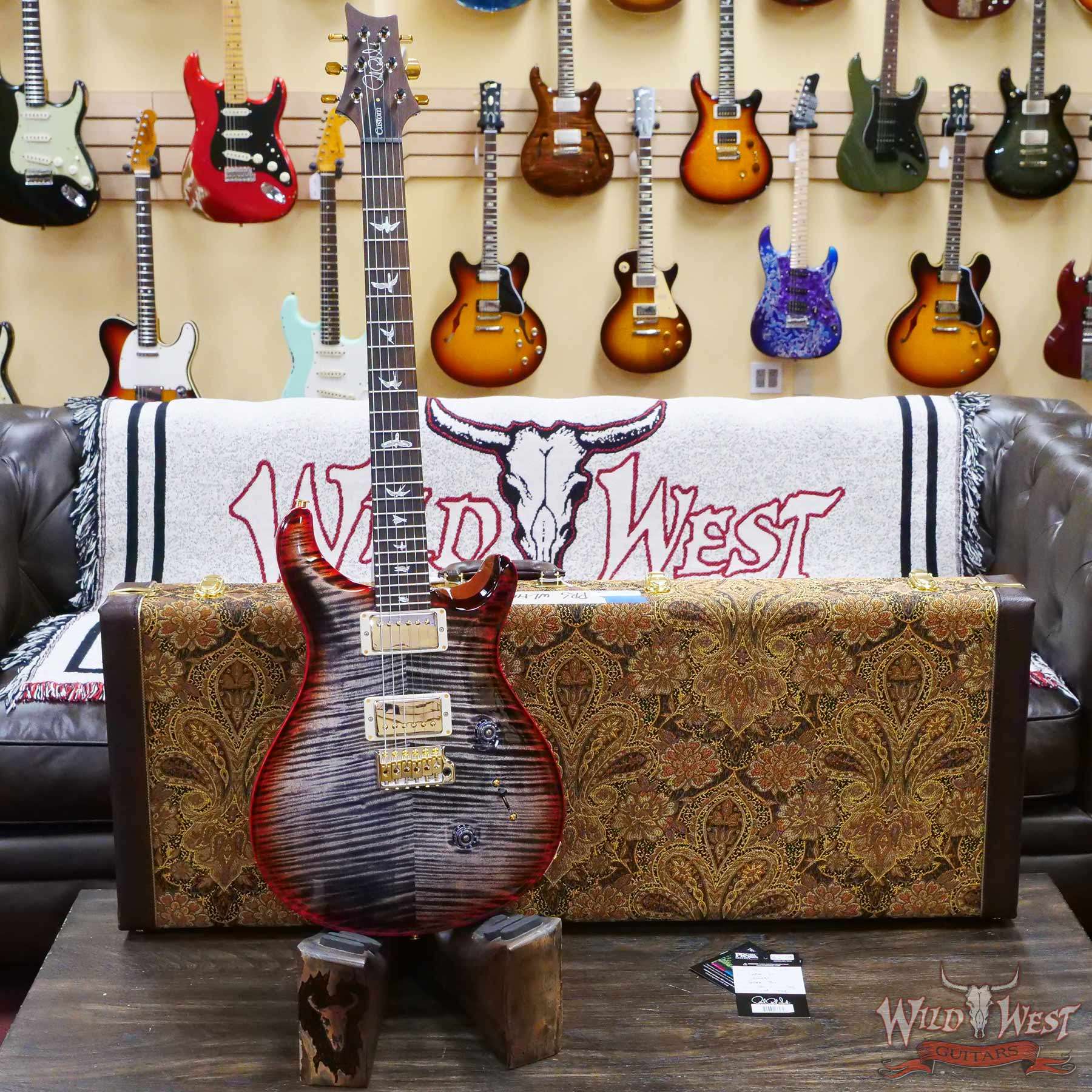 prs-wl-f10-cu24-ccb-339497-d1__wwg.jpg Paul Reed Smith PRS Wood Library 10 Top Custom 24 Flame Maple Neck Brazilian Rosewood Board Charcoal Cherry Burst - Image 6