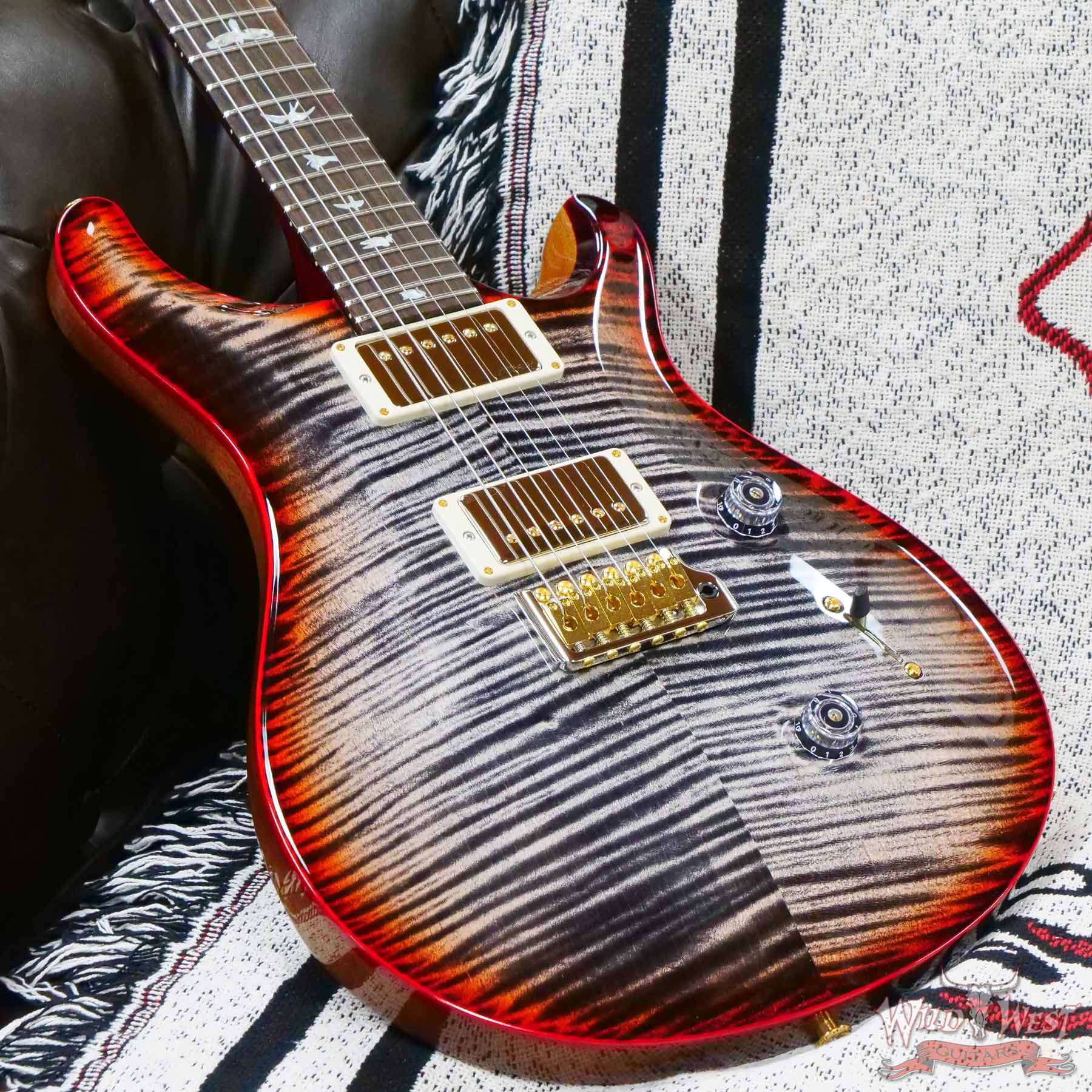 prs-wl-f10-cu24-ccb-339497-d3__wwg.jpg Paul Reed Smith PRS Wood Library 10 Top Custom 24 Flame Maple Neck Brazilian Rosewood Board Charcoal Cherry Burst - Image 8
