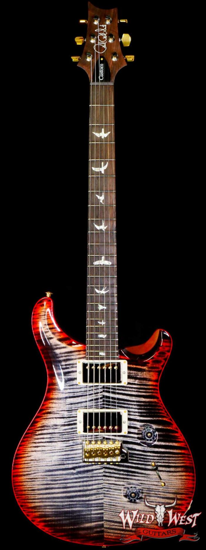 Paul Reed Smith PRS Wood Library 10 Top Custom 24 Flame Maple Neck Brazilian Rosewood Board Charcoal Cherry Burst - Image 1