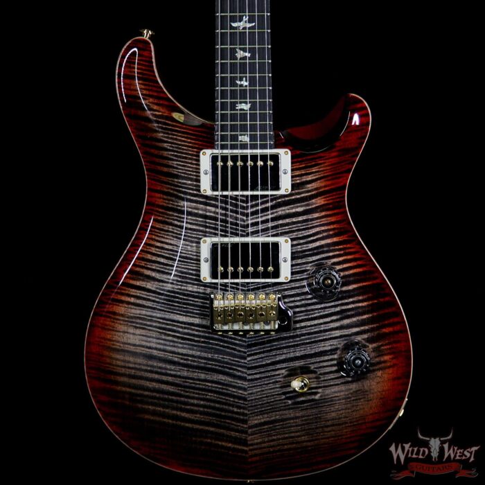 2018 PRS Wood Library 10 Top Custom 24 Flame Top Korina Neck Ebony Charcoal Cherry Burst - Image 3