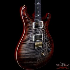 2018 PRS Wood Library 10 Top Custom 24 Flame Top Korina Neck Ebony Charcoal Cherry Burst - Image 4