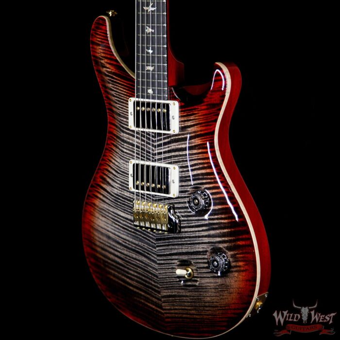 2018 PRS Wood Library 10 Top Custom 24 Flame Top Korina Neck Ebony Charcoal Cherry Burst - Image 2