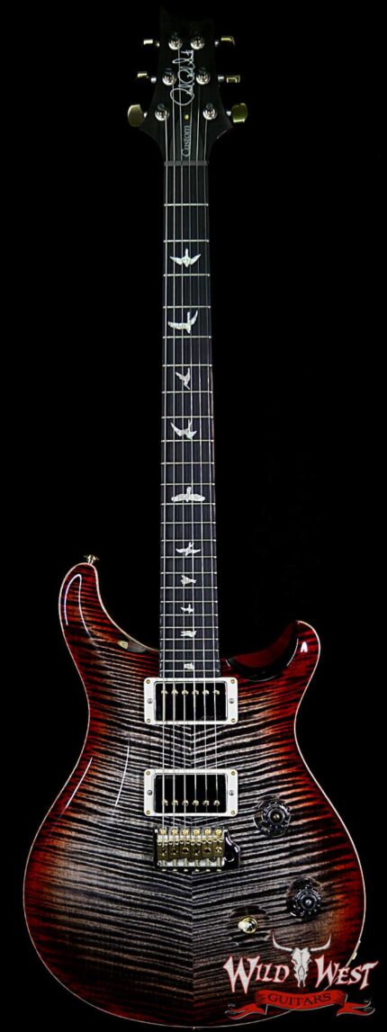 2018 PRS Wood Library 10 Top Custom 24 Flame Top Korina Neck Ebony Charcoal Cherry Burst
