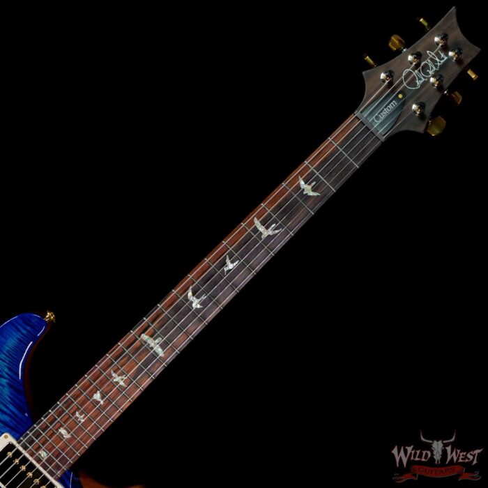Paul Reed Smith Wood Library 10 Top Custom 24 Pattern Thin Flame Maple Neck Brazilian Rosewood Board River Blue Burst - Image 4