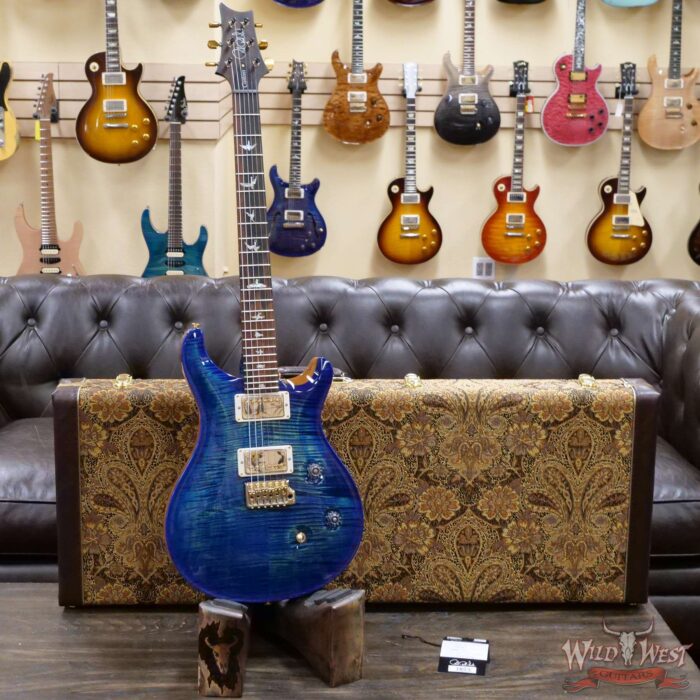 Paul Reed Smith Wood Library 10 Top Custom 24 Pattern Thin Flame Maple Neck Brazilian Rosewood Board River Blue Burst - Image 6