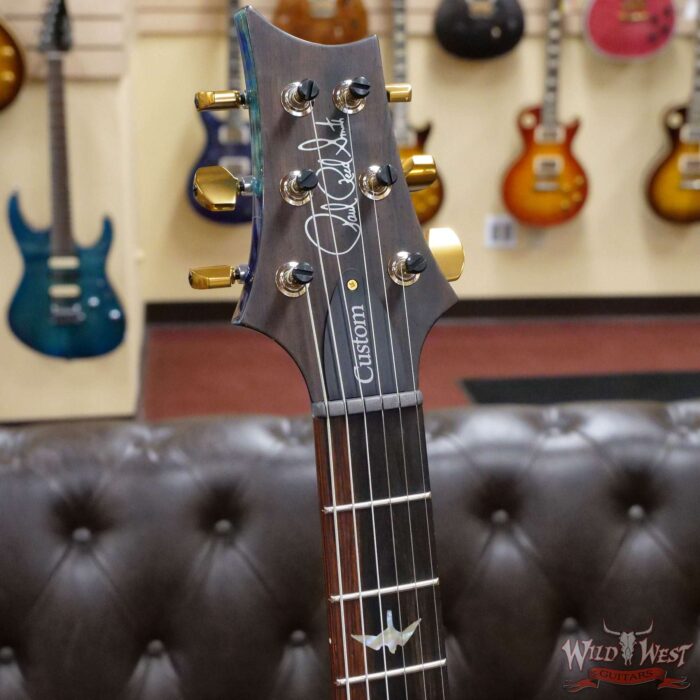 Paul Reed Smith Wood Library 10 Top Custom 24 Pattern Thin Flame Maple Neck Brazilian Rosewood Board River Blue Burst - Image 7