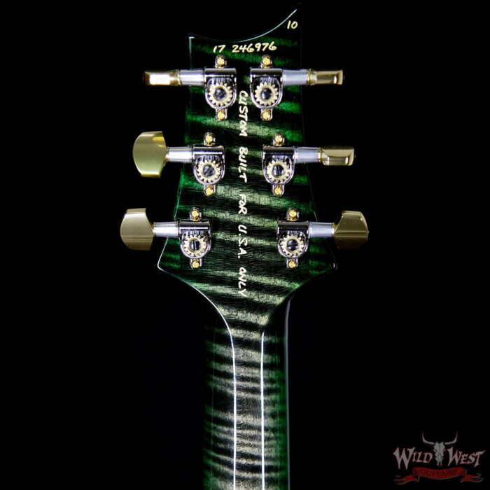 PRS Wood Library Flame 10 Top Custom 24 Semi Hollow Brazilian Rosewood Board Charcoal Green Burst - Image 11