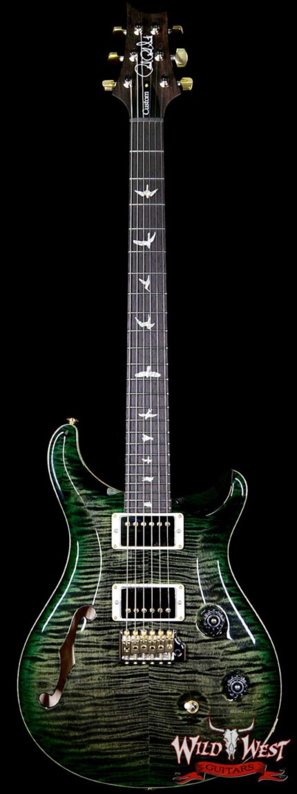 PRS Wood Library Flame 10 Top Custom 24 Semi Hollow Brazilian Rosewood Board Charcoal Green Burst