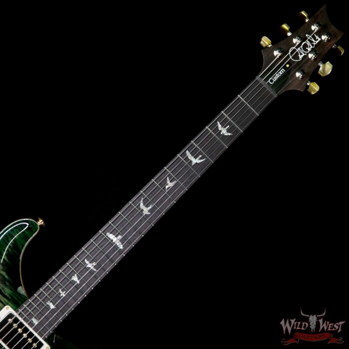 PRS Wood Library Flame 10 Top Custom 24 Semi Hollow Brazilian Rosewood Board Charcoal Green Burst - Image 9