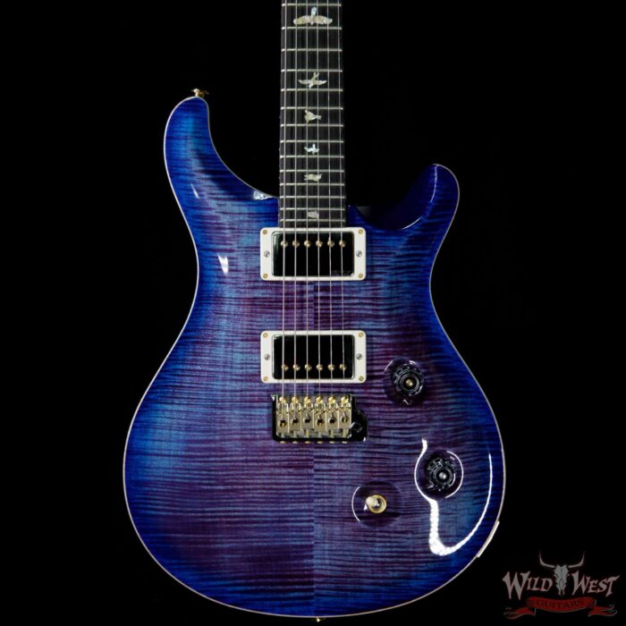 PRS Wood Library 10 Top Custom 24 Flame Maple Top Brazilian Rosewood Board Violet Blue Burst - Image 3