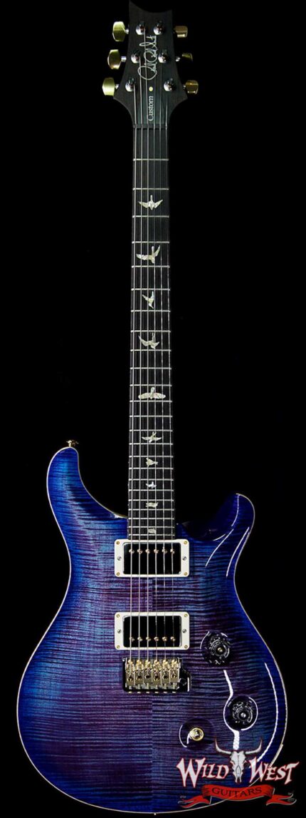 PRS Wood Library 10 Top Custom 24 Flame Maple Top Brazilian Rosewood Board Violet Blue Burst