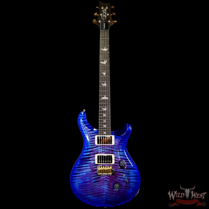 Paul Reed Smith PRS Wood Library 10 Top Custom 24 Flame Maple Neck Brazilian Rosewood Board Violet Blue Burst - Image 3
