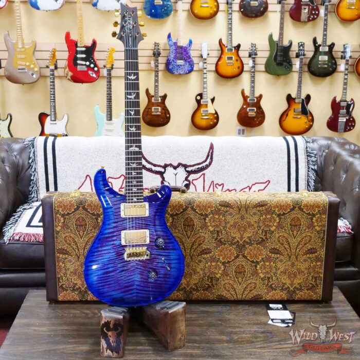 Paul Reed Smith PRS Wood Library 10 Top Custom 24 Flame Maple Neck Brazilian Rosewood Board Violet Blue Burst - Image 6