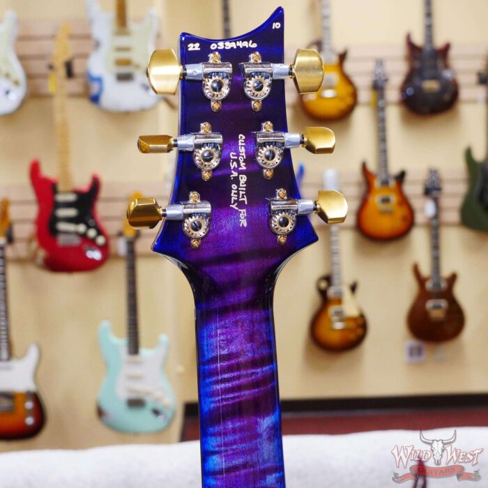 Paul Reed Smith PRS Wood Library 10 Top Custom 24 Flame Maple Neck Brazilian Rosewood Board Violet Blue Burst - Image 10