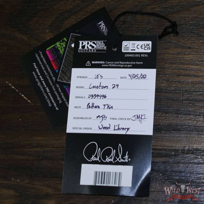 Paul Reed Smith PRS Wood Library 10 Top Custom 24 Flame Maple Neck Brazilian Rosewood Board Violet Blue Burst - Image 12