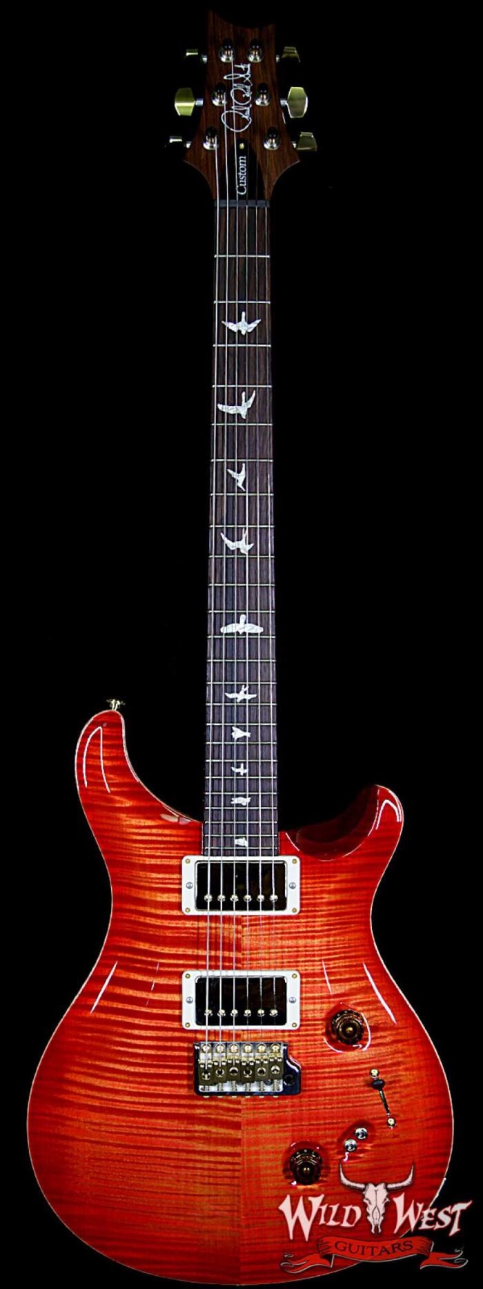 PRS Wood Library 10 Top Custom 24-08 Flame Maple Top Cocobolo Fingerboard Blood Orange - Image 1