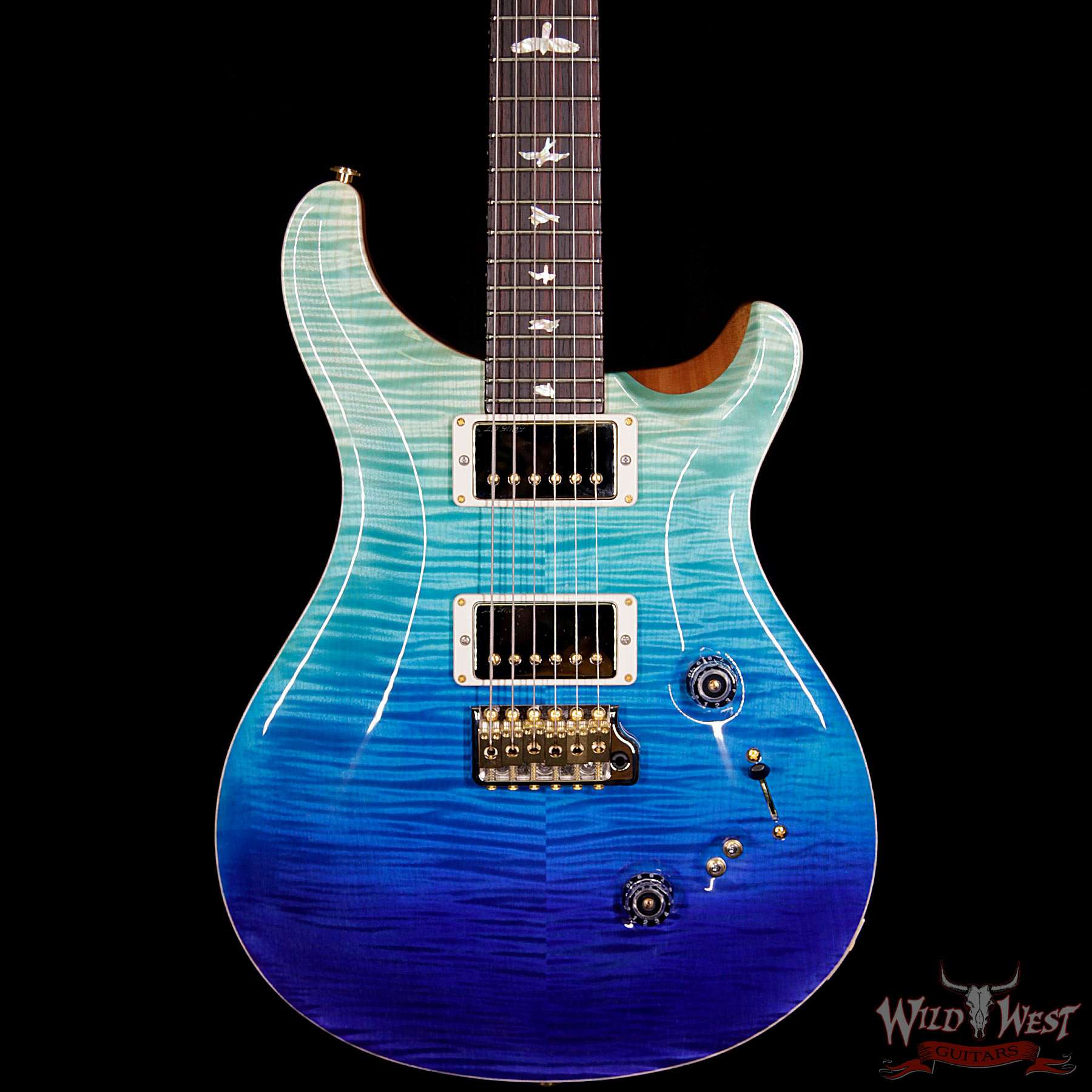 prs-wl-f10-cu2408-coco-bluefade-257391-bbf__wwg.jpg PRS Wood Library 10 Top Custom 24-08 Flame Maple Top Cocobolo Fingerboard Blue Fade - Image 3