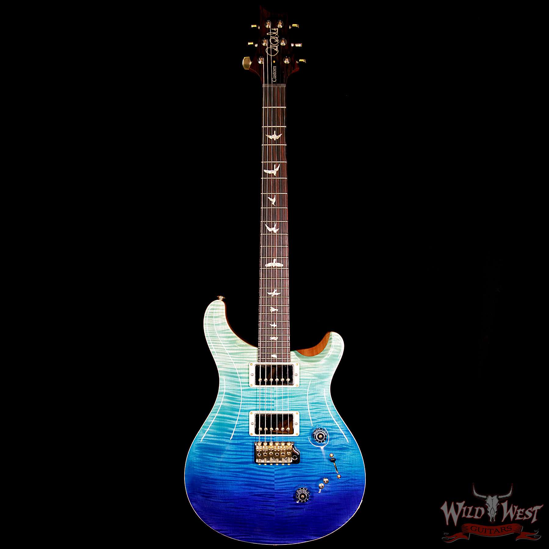 prs-wl-f10-cu2408-coco-bluefade-257391-bf__wwg.jpg PRS Wood Library 10 Top Custom 24-08 Flame Maple Top Cocobolo Fingerboard Blue Fade - Image 6