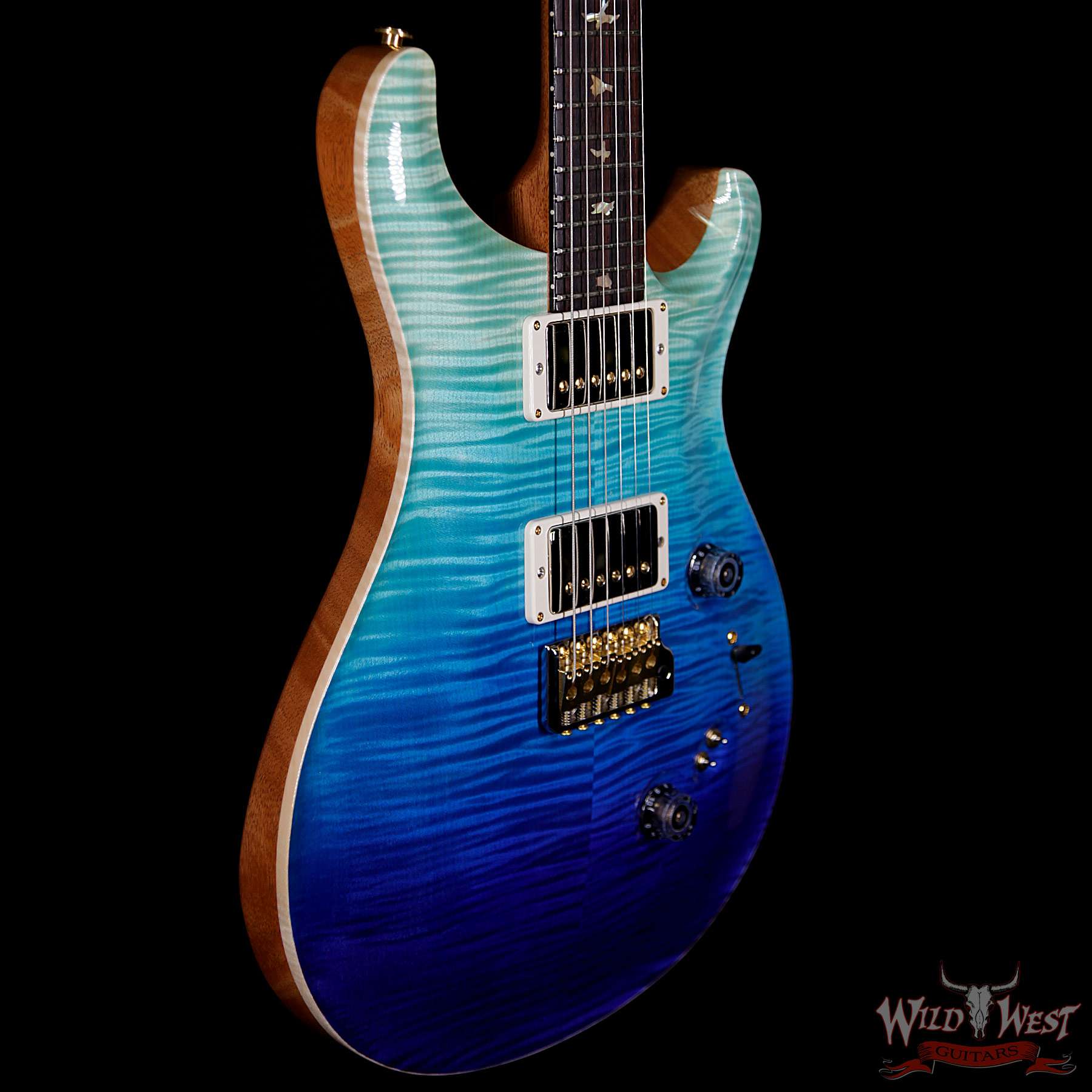 prs-wl-f10-cu2408-coco-bluefade-257391-bl__wwg.jpg PRS Wood Library 10 Top Custom 24-08 Flame Maple Top Cocobolo Fingerboard Blue Fade - Image 5