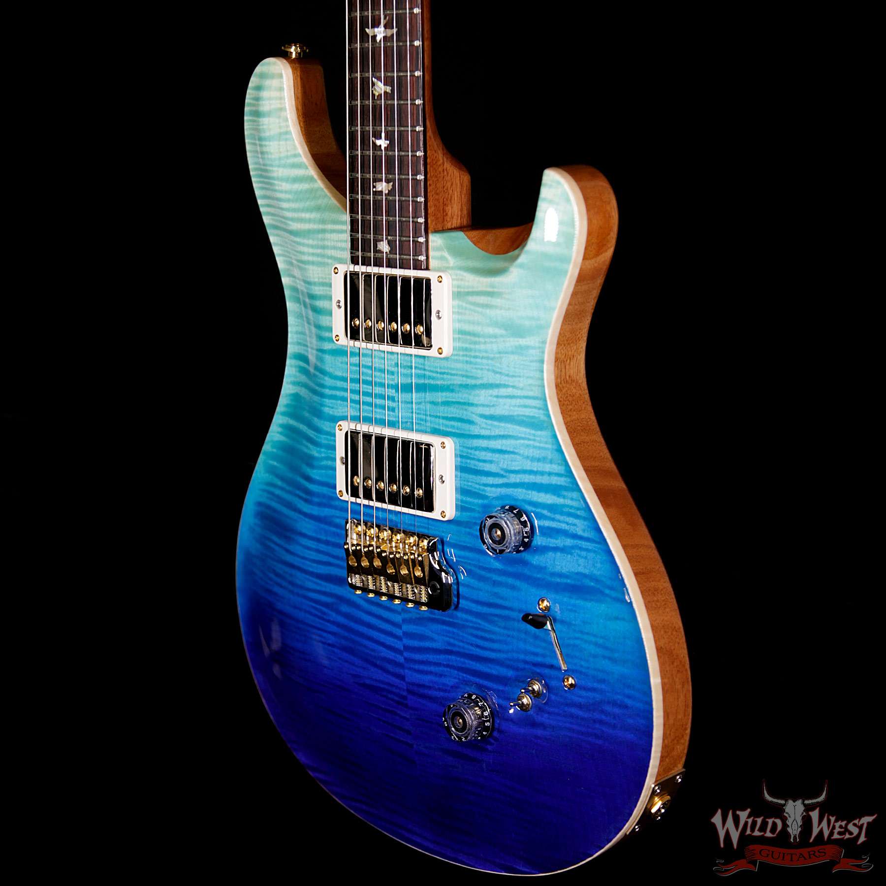 prs-wl-f10-cu2408-coco-bluefade-257391-br__wwg.jpg PRS Wood Library 10 Top Custom 24-08 Flame Maple Top Cocobolo Fingerboard Blue Fade - Image 2