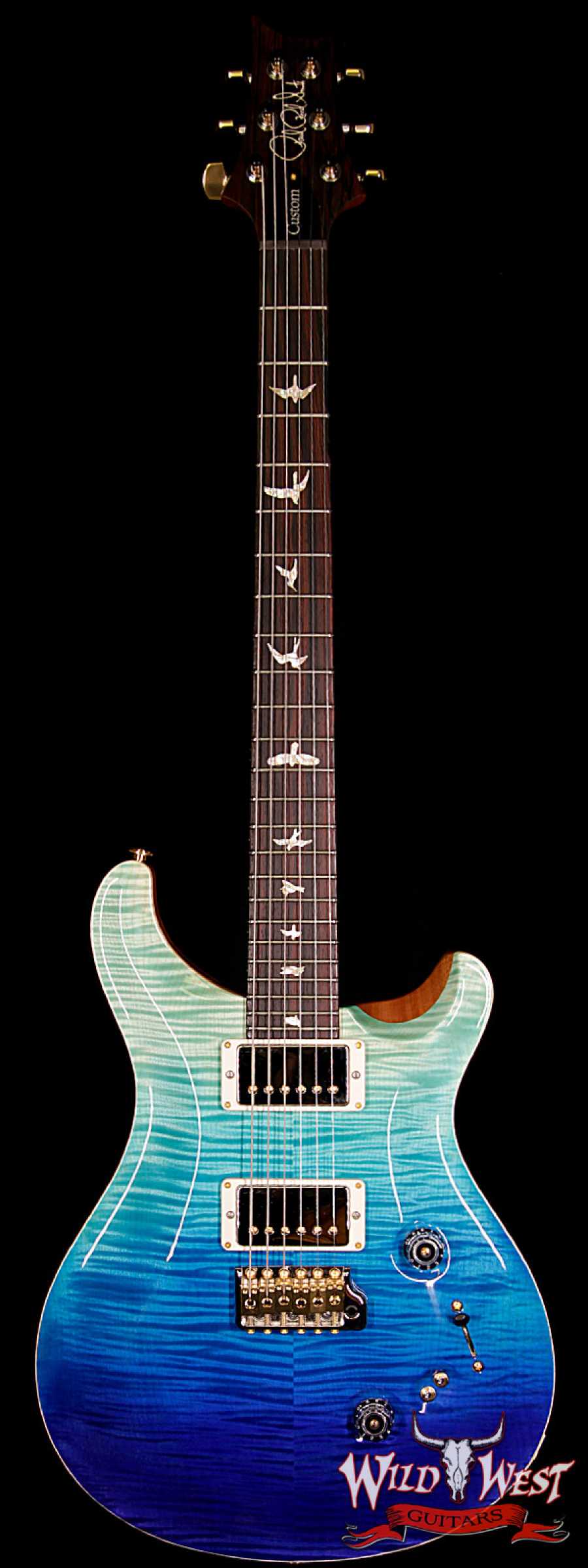 prs-wl-f10-cu2408-coco-bluefade-257391-main__wwg_large.jpg PRS Wood Library 10 Top Custom 24-08 Flame Maple Top Cocobolo Fingerboard Blue Fade - Image 1