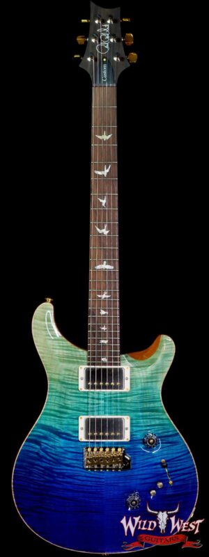 Paul Reed Smith Wood Library 10 Top Custom 24-08 Roasted Flame Maple Neck Brazilian Rosewood Board Blue Fade