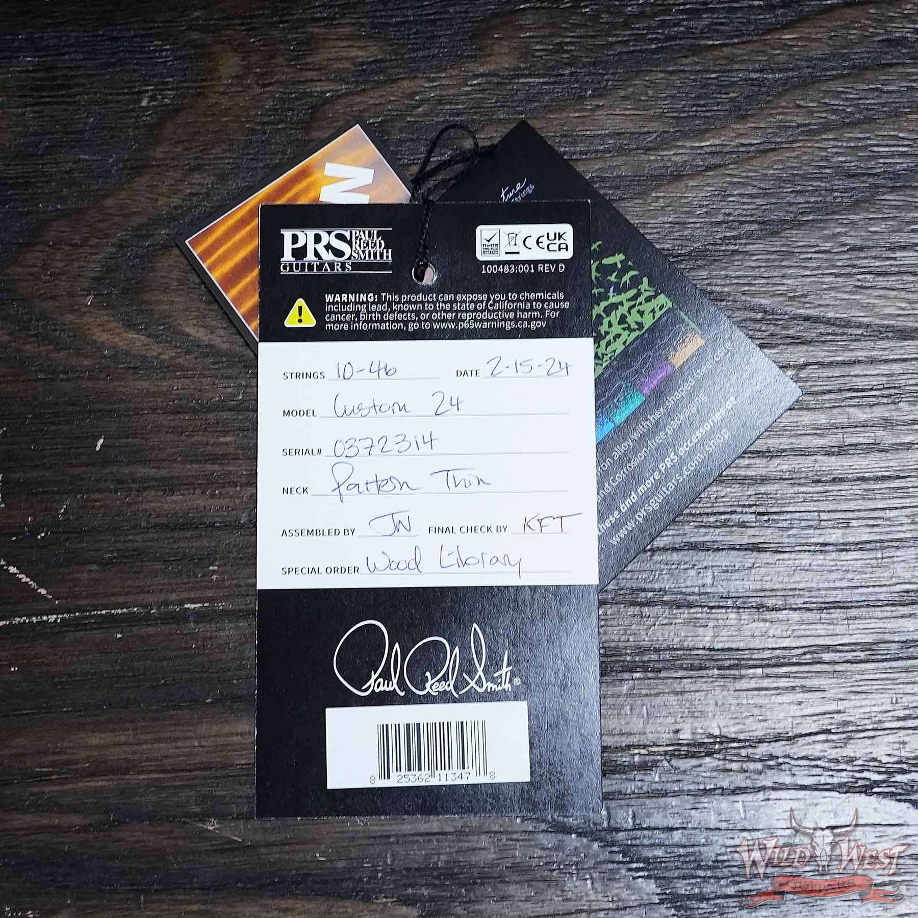 prs-wl-f10-cu24b-372314-d7__wwg.jpg Paul Reed Smith PRS Wood Library 10 Top Custom 24 Brazilian Rosewood Fingerboard Yellow Tiger 7.50 LBS (US Only / No International Shipping) - Image 12
